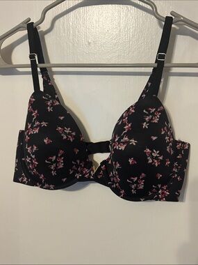 Victoria's Secret Black Bra with Pink Floral Print